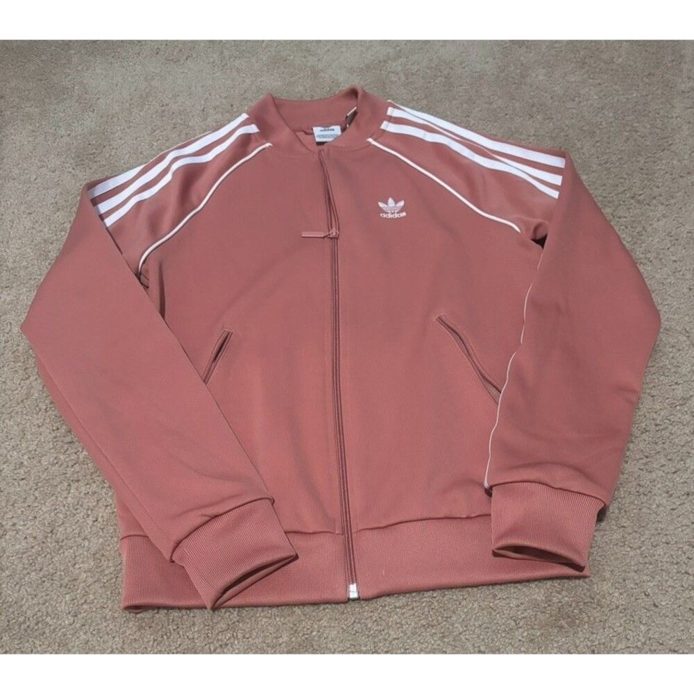 adidas Originals Superstar Track Jacket Womens XS Pink White Stripes Trefoil